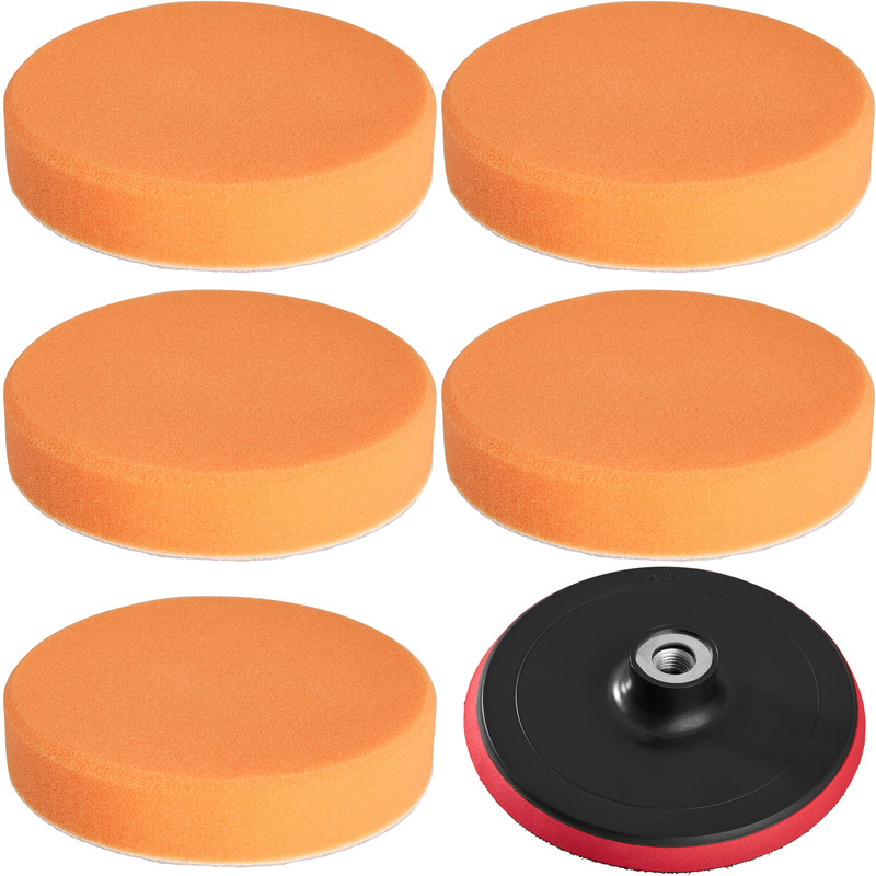 5 esponjas de suavidad media para pulir 150mm + plato - esponjas para pulidora profesional, set de accesorios para pulir para máquina pulidora, disco