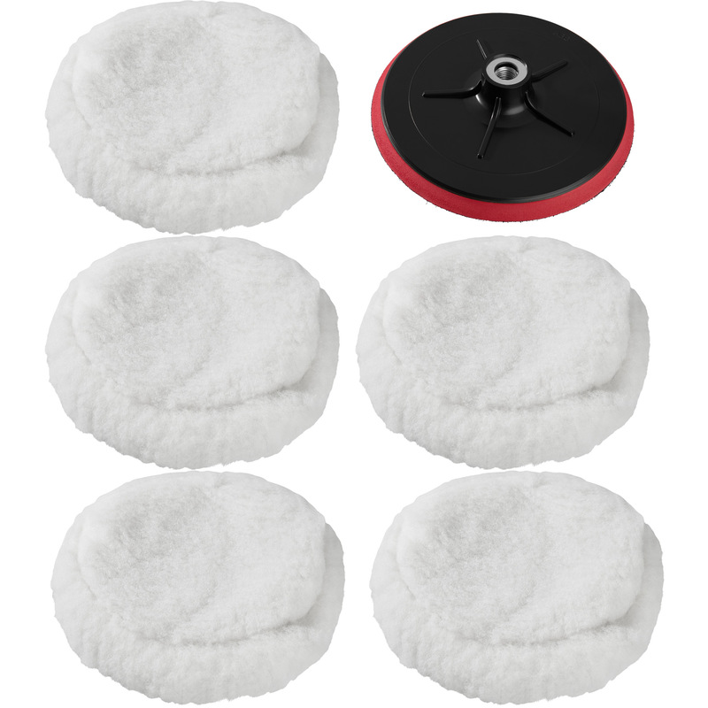 Tectake - 5 esponjas super suaves 220mm + plato rotativo - esponjas suaves para pulidora, set de accesorios para pulir para máquina pulidora, disco