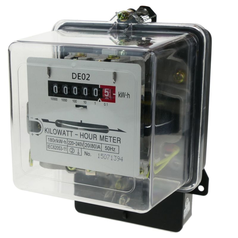Bematik - Contador medidor de electricidad monofásico 20A 230V 50Hz de plástico transparente 80A máx.