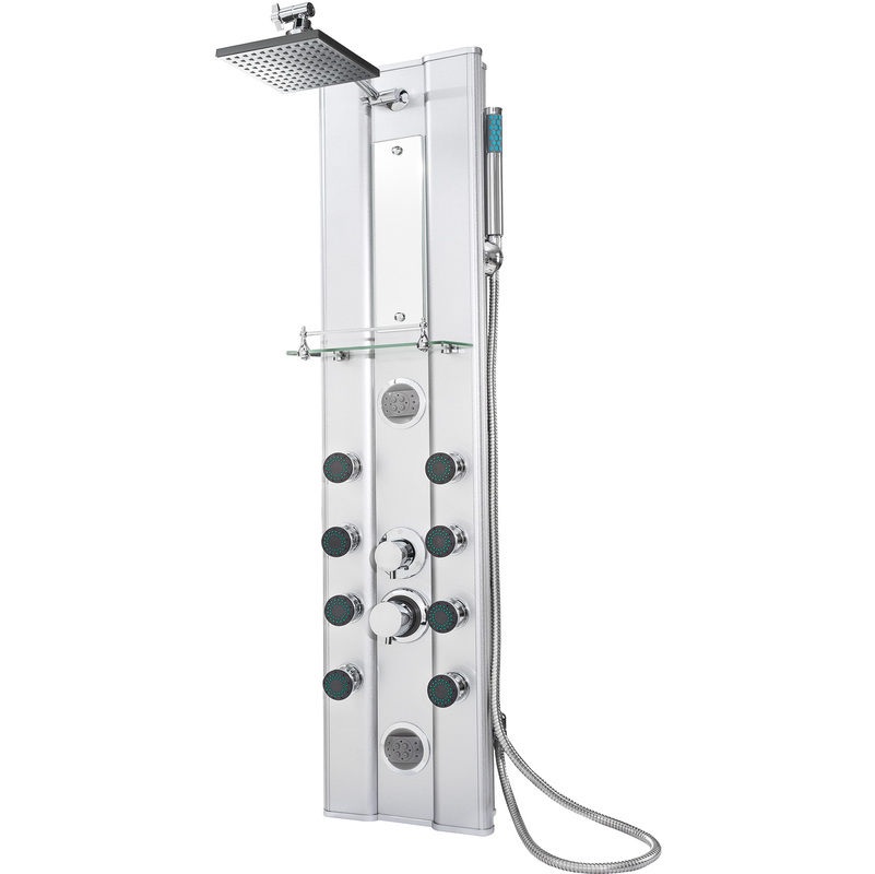 Columna de ducha con 10 jets de hidromasaje - columna de baño moderna con flexo, columna de hidromasaje para cabina de ducha, conjunto de ducha con