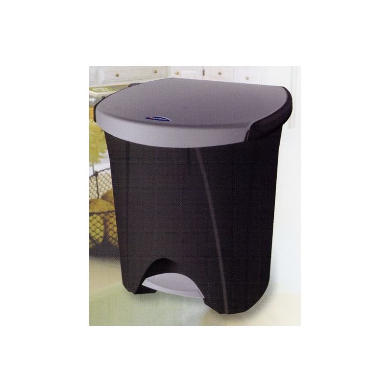 Cubo Basura Reciclaje 30+18Lt Con Pedal 2Compartimentos Plastico Negro Ecologico Tes