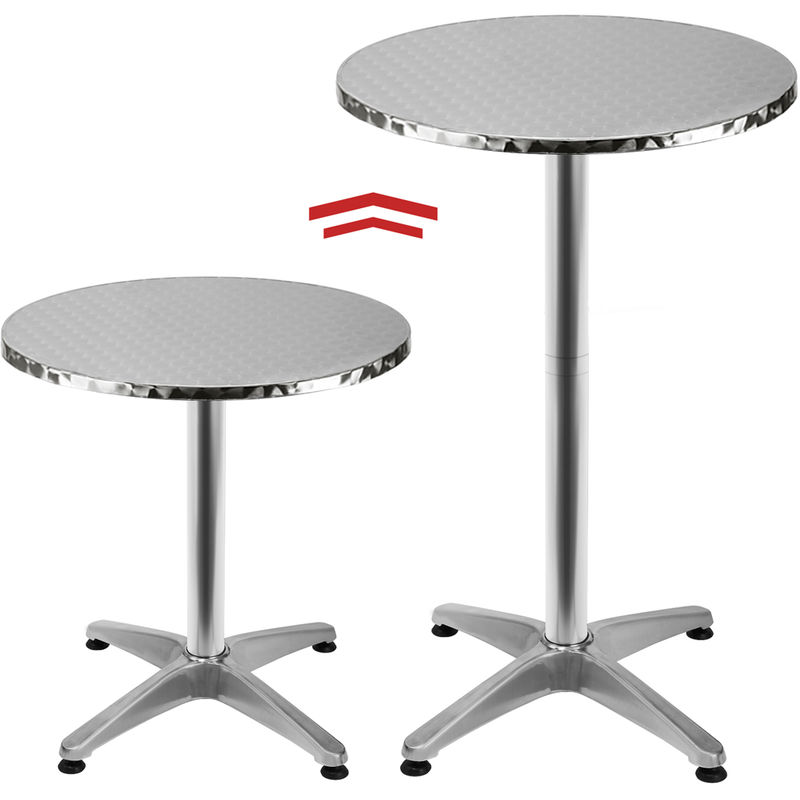 Deuba 2en1 Mesa de pie de acero y aluminio mesa de bistro ajustable en altura versátil resistente a la intemperie