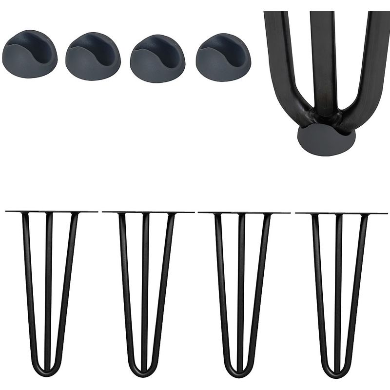 Patas para mesa patas de Hairpin Juego de 4 Patas 72 cm negro horquilla marco de la mesa mesa de comedor Patas de mueble 3 Soportes