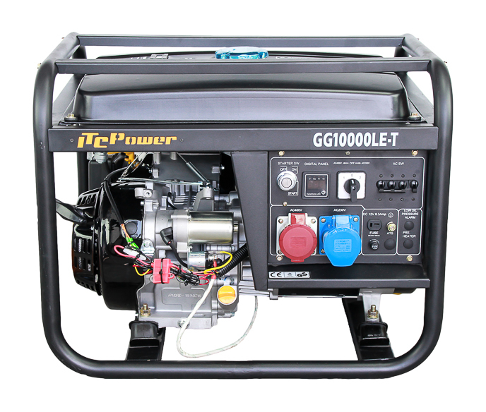 ITCPOWER - Generador Gasolina IT-GG10000LET Full Power 7/7,5 Kw a 230v, 8,8Kva/9,4Kva a 400v. Arranque eléctrico. Panel digital LED 5