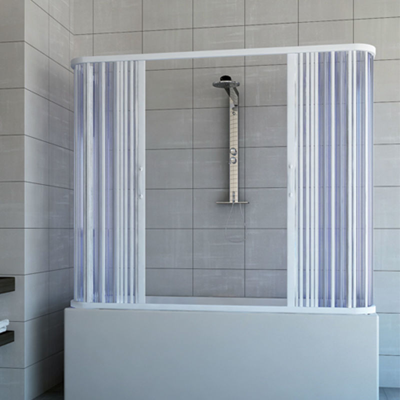 Mampara de bañera 3 lados 70x140x70 de PVC mod. Nicla con apertura Central - IDRALITE