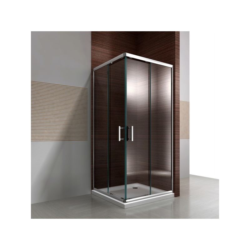 Mampara de ducha de esquina, puerta corredera, realizada en cristal auténtico NANO EX506 - 100 x 100 x 195 cm - sin plato de ducha - BERNSTEIN