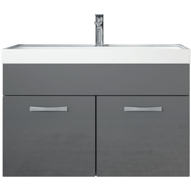 Muebles de baño Paso 01 80cm blanco con gris brillante armario de base lavabo armario bano - BADPLAATS