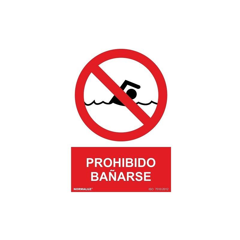 Señal Prohibido Bañarse PVC 30x40cm Rojo