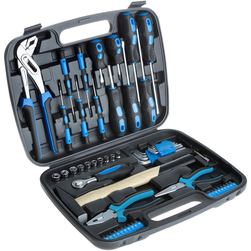 Set de herramientas - juego de herramientas con maletín, kit de herramientas de acero con maleta ligera, caja de herramientas para taller - negro