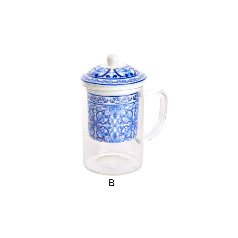 Taza para Infusiones Diseño Azulejo en cerámica y Cristal B - HOME LINE