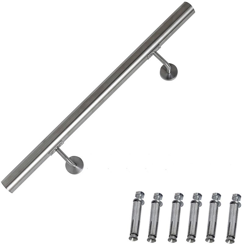 Pasamanos barandilla baranda de acero inoxidable 190 x Ø4,2 cm pasamanos de pared montaje en pared pasamanos de escalera barandilla escalera