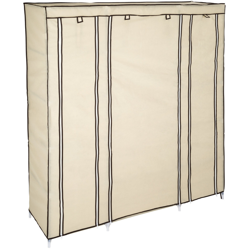 Armario Ameline - armario plegable de acero, armario ropero con estantes para zapatos, mueble multifuncional para dormitorio - beige - TECTAKE