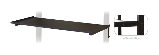 Bandeja metálica para Soportes de suelo BSS-6N Fonestar, tamaño 90 x 39 cm, soporta hasta 20 Kg, acabado negro