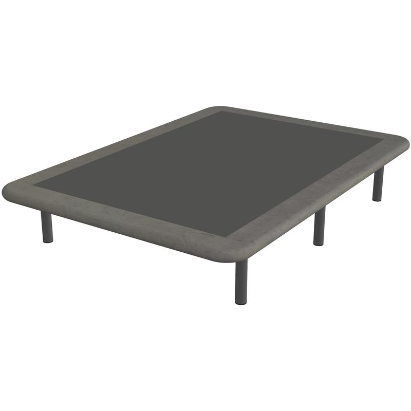 Base tapizada 3D BREMEN CONTORNO POLIPIEL Color Principal - Terciopelo 803 Gris , 90 x 200 cm. , Patas - Sin patas - TOPDORMITORIOS