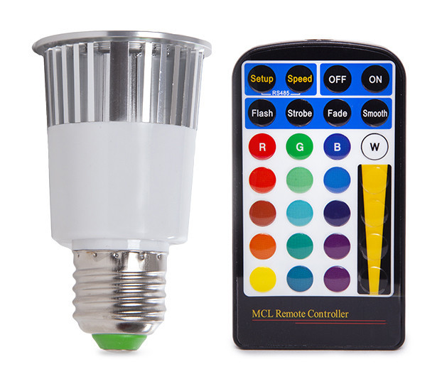 Bombilla de LEDs RGB 5W E27 Mando a Distancia RGB (PL187221-E27) - GREENICE