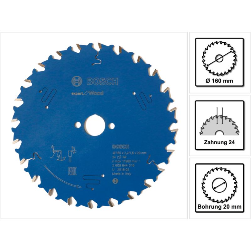 Bosch Hoja de sierra circular Expert for Wood 160 mm 24 dientes ( 2608644016 )