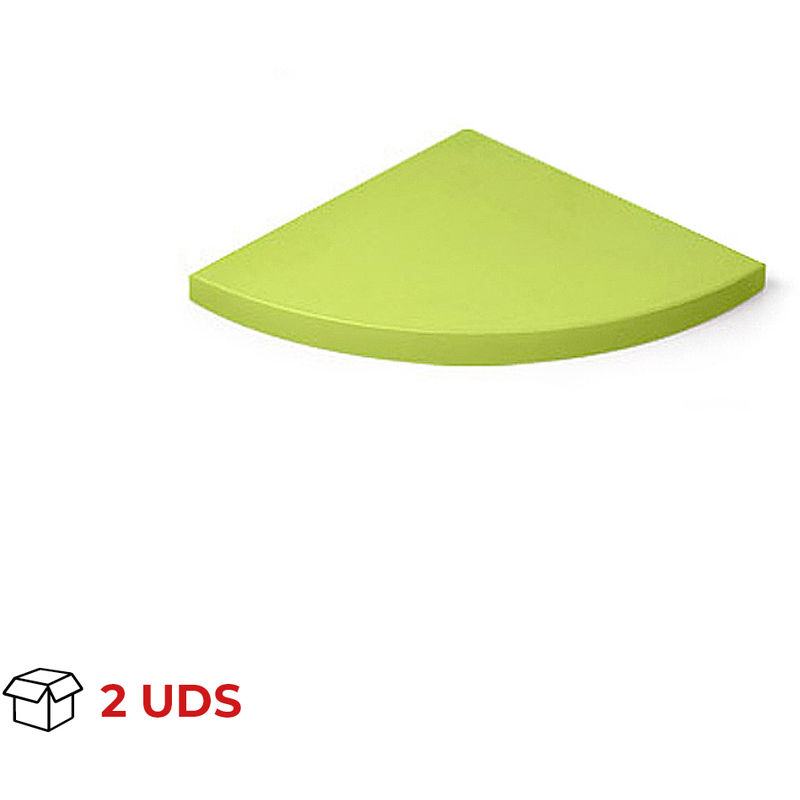 Caja con 2 estantes esquinero de plástico, de estilo juvenil, acabado en verde y 250 mm de profundidad. - REI