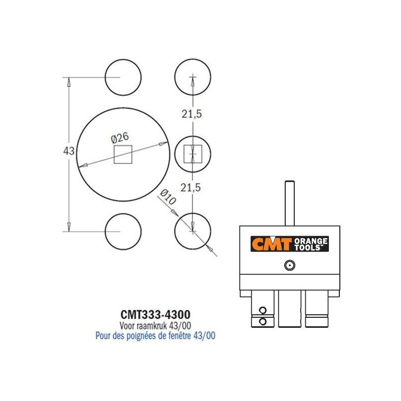 Cmt333-4300 Cabezal Modular De Bisagras 43/00 (Cremonese) - CMT ORANGE TOOL