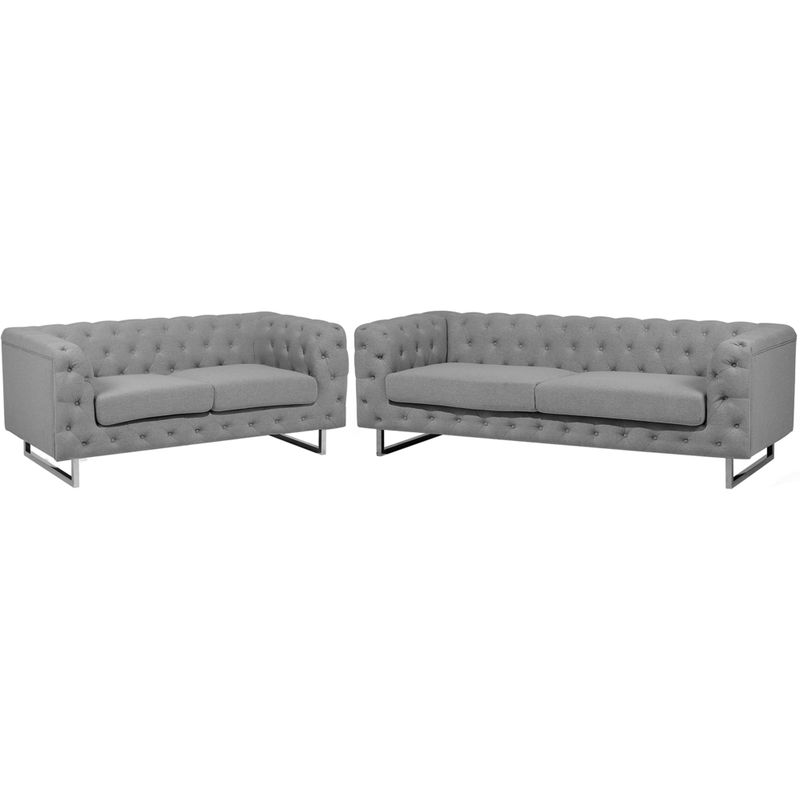 Conjunto de sofás tapizados gris claro para 5 personas VISSLAND - BELIANI