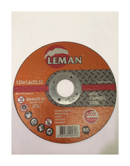 Disco Corte Inox Leman 125X1.6X22.2 - U.Y H. ISOSPAIN - LEMAN