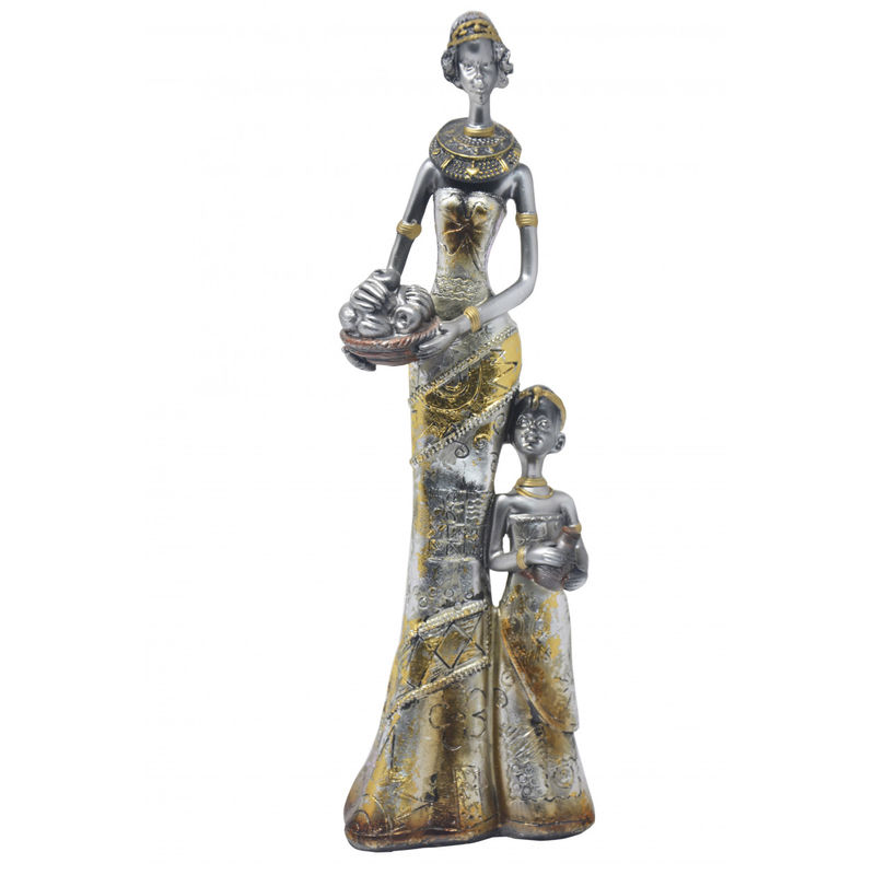 Figura Africana Togo de Resina, Decoración Africana Figuras Originales 29,3x9,4x6,5 cm - APPLETREE