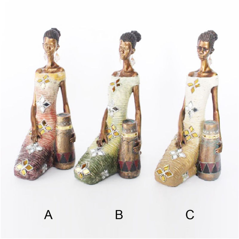 Figura mujer africana sentada (21x13x30 cm) resina A - HOME LINE