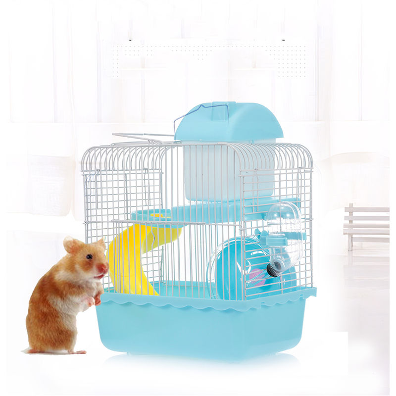Jaula de hamster, Portador Hamster de dos pisos Habitat, azul - ASUPERMALL