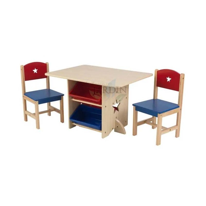 Juego de mesa y 2 sillas estrella de madera - SUINGA