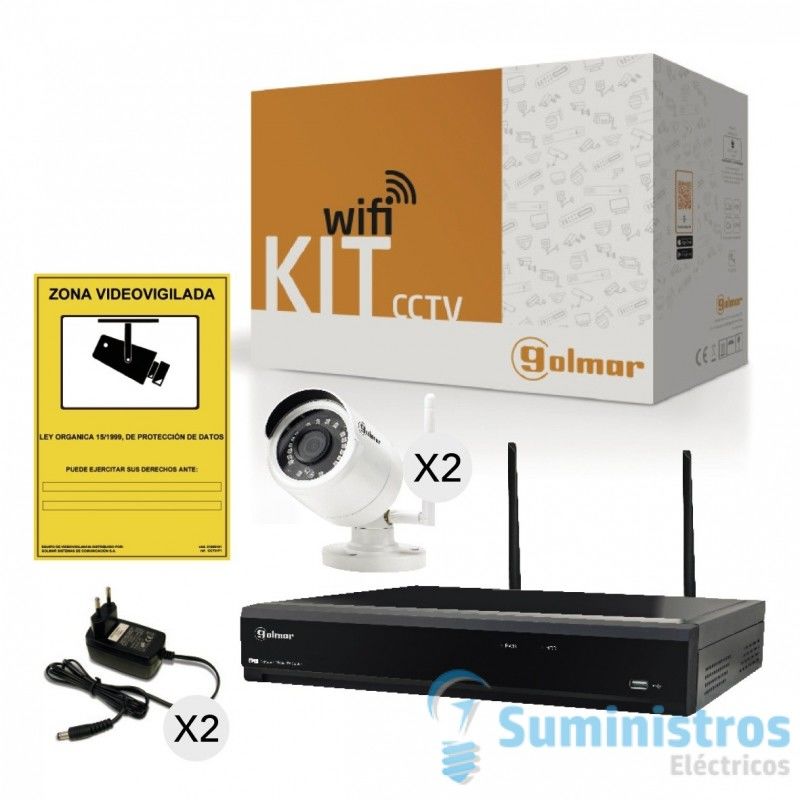 Kit CCTV Golmar basico KIT-2BNVR2W con NVR y dos Bullet