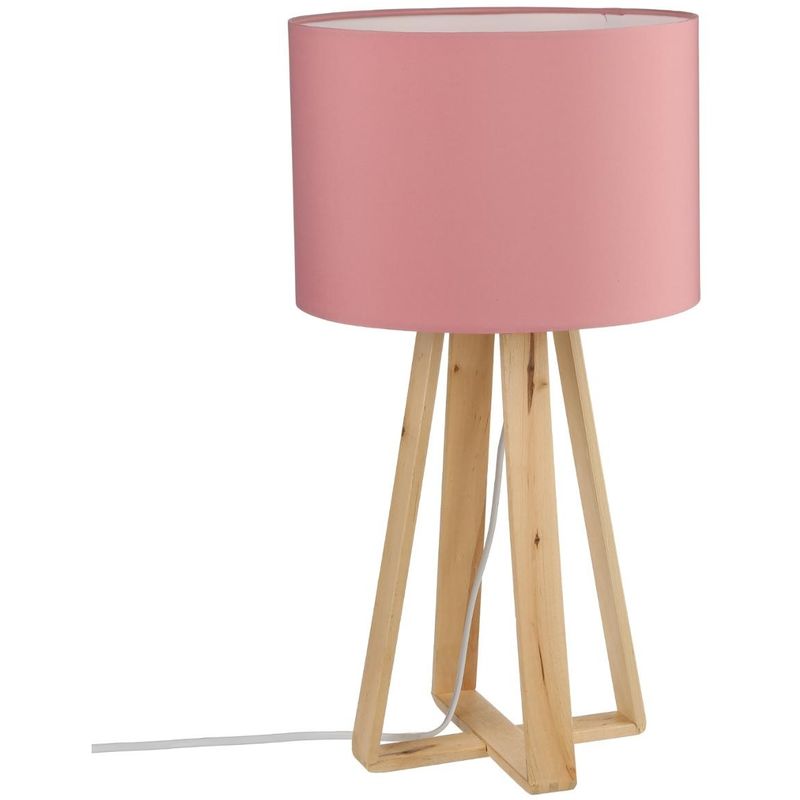 Lámpara de pie rosa de madera - E14 - 47 cm. - ATMOSPHERA