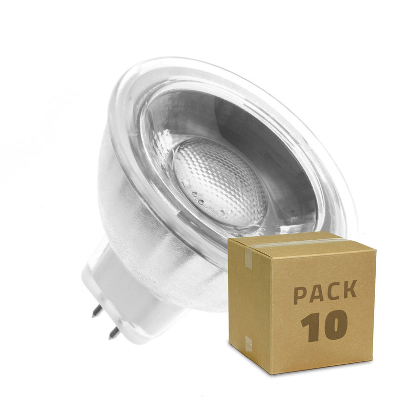 Lámpara LED GU5.3 MR16 COB Cristal 220V 45º 5W Blanco Frío 6000K Pack 10ud - EFECTOLED