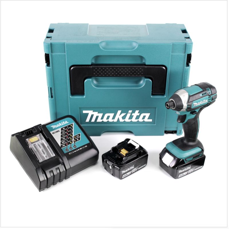 Makita DTD 152 RMJ Atornillador de impacto a batería 18V en Makpac 2 + 2x Batería BL 1840 + Cargador DC 18 RC