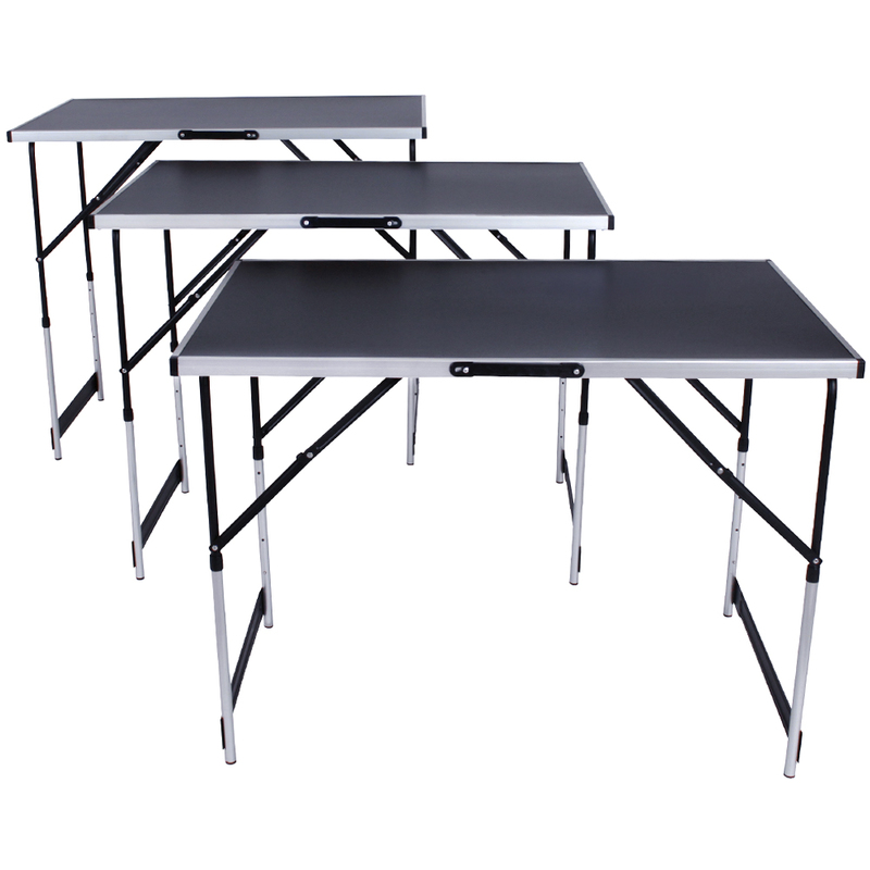 Mesa de trabajo de aluminio 3 piezas - set de mesas plegables para taller, mesa multiusos portátil para trabajar, mesa con estructura estable para