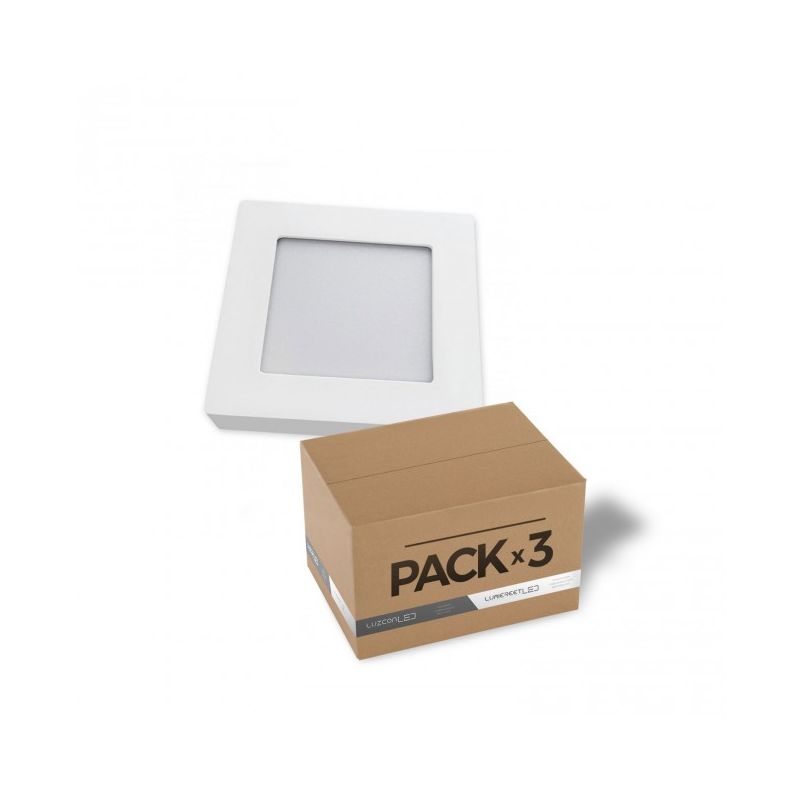 Pack de 3 mini downlight de superficie cuadrado LED 6W Blanco 4000K - ENVÍO DESDE ESPAÑA - Luzconled