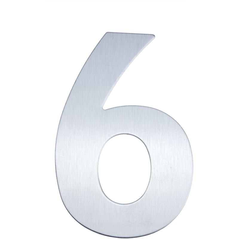 Número 6 en acero inoxidable de 8cm con adhesivo para rotulación - Primematik