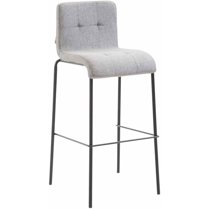 Taburete Rund Kado en Tela Gris claro Metal negro mate - BAUWERK MANUFACTURE