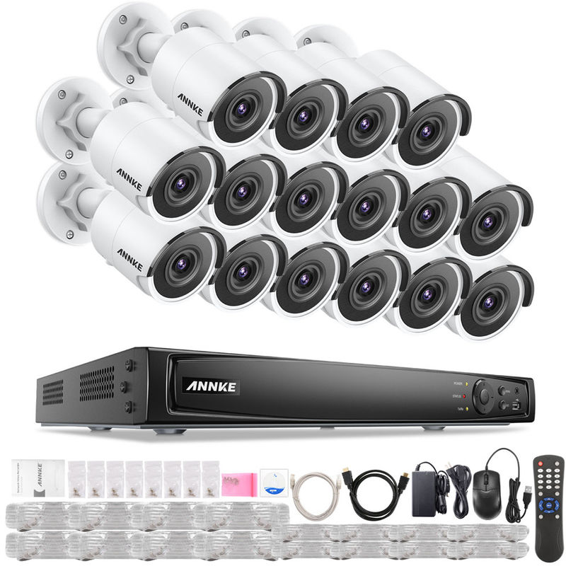 Vigilancia 16K 4K Ultra HD PoE Sistema de seguridad de video en red 16CH 4K H.265 + NVR de vigilancia con 16 cámaras HD de alta definición de 8MP