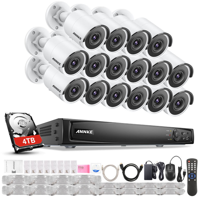 Vigilancia 16K 4K Ultra HD PoE Sistema de seguridad de video en red 16CH 4K H.265 + NVR de vigilancia con 16 cámaras HD de alta definición de 8MP