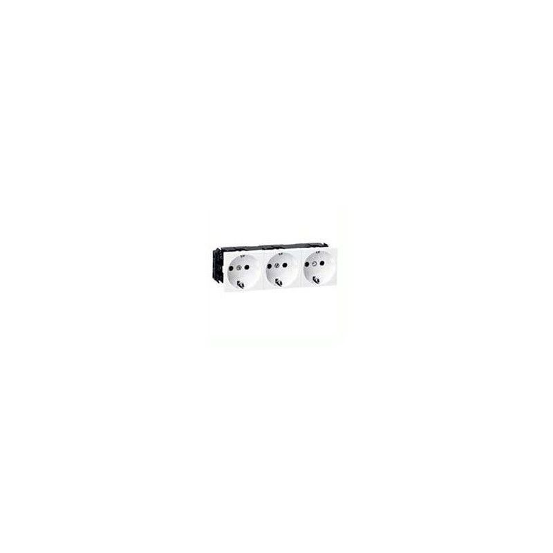 Base de enchufe 2P+TT triple blanco Legrand Mosaic 77603 emb. tornillos