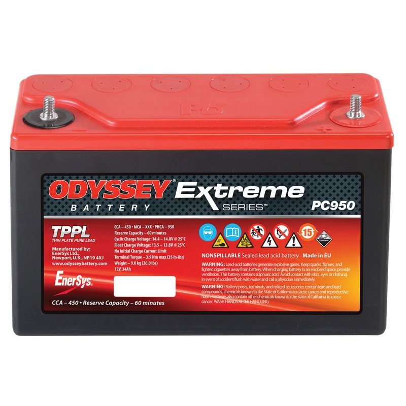 Batería ODYSSEY para moto y quad PC950 12V 34Ah con borne+ derecha