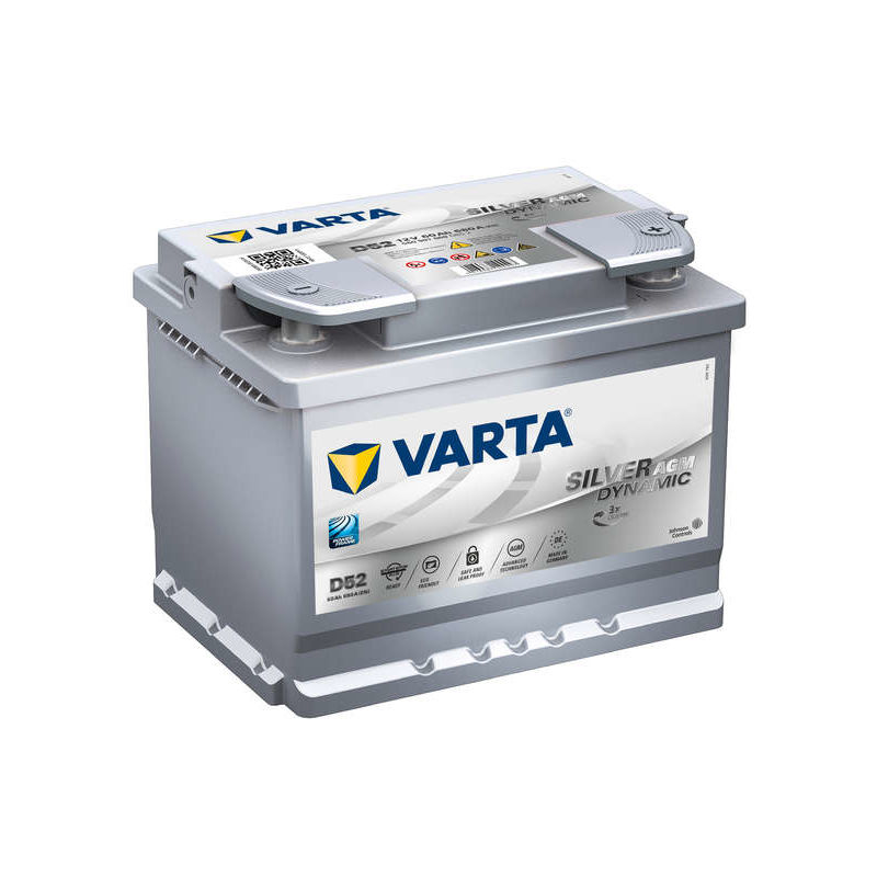 Batería para coche Varta Start-Stop D52 12V 60Ah 680A EN borne + DCHA