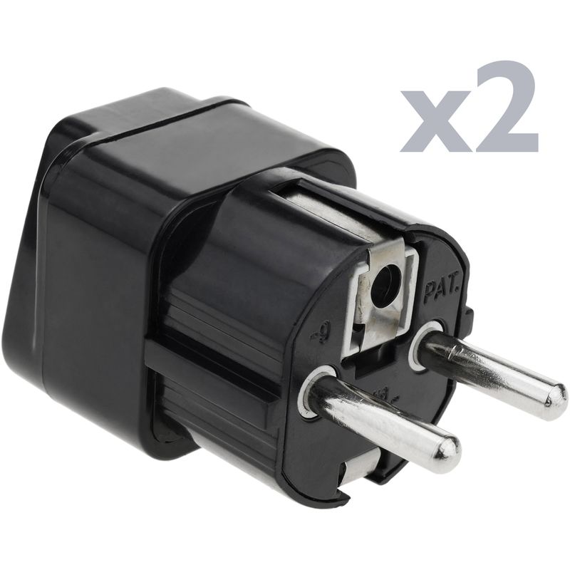 BeMatik - Adaptador enchufe universal a norma UE Clavija multienchufe hembra a Schuko macho F CEE 7/4 2-pack