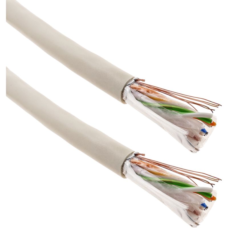 BeMatik - Bobina de cable de red LAN FTP categoría cat.6 24AWG CCA rígido gris 305m