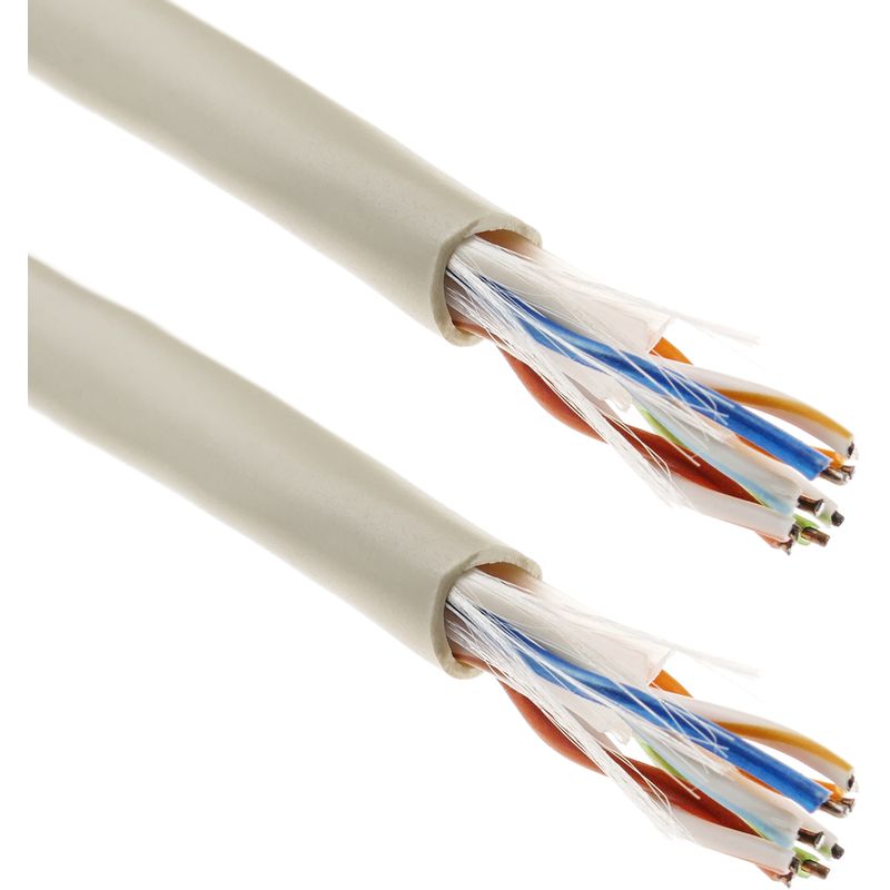 BeMatik - Bobina de cable de red LAN UTP categoría cat.6 24AWG CCA rígido gris 305m