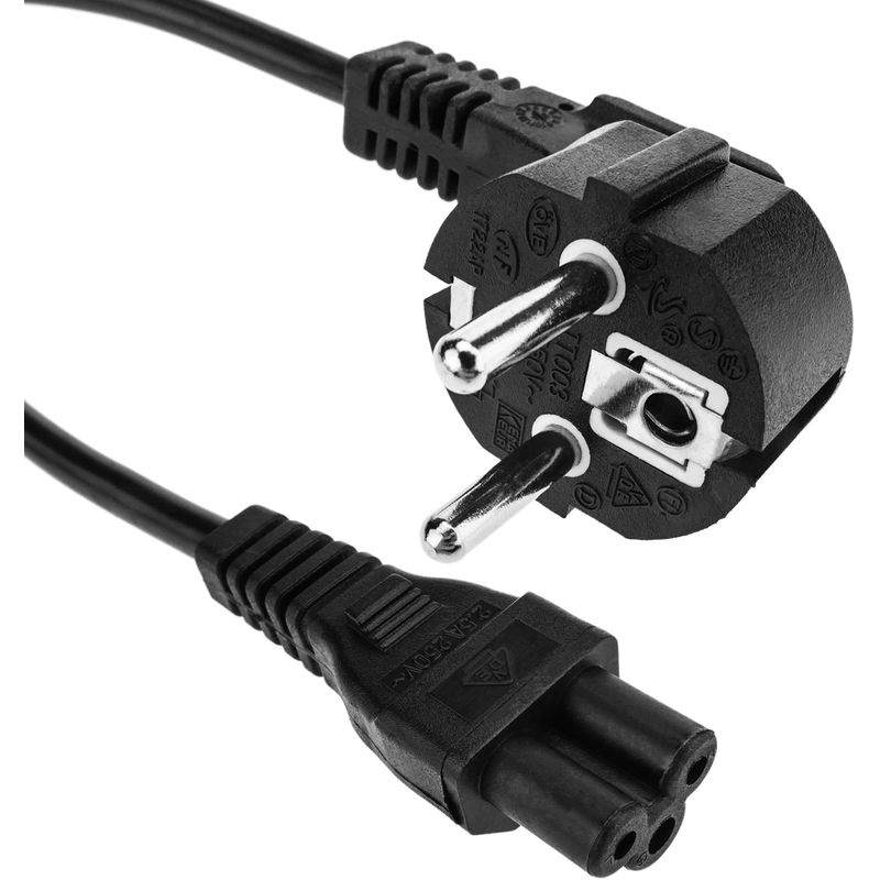 BeMatik - Cable de alimentación eléctrico IEC-60320 C5 a schuko macho de 1.8 m negro