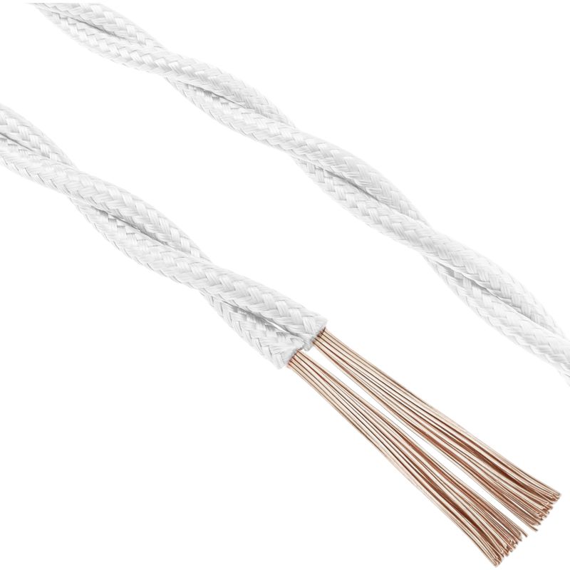 BeMatik - Cable eléctrico decorativo trenzado 25m 2x0.75mm de color blanco