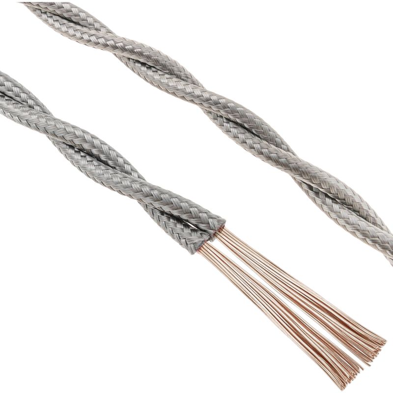 BeMatik - Cable eléctrico decorativo trenzado 25m 2x0.75mm de color gris plata