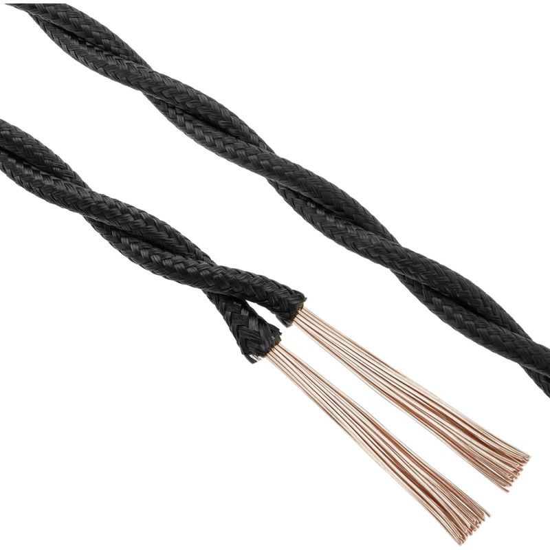 Bematik - Cable eléctrico decorativo trenzado 25m 2x0.75mm de color negro