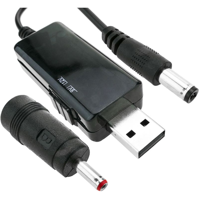 BeMatik - Conversor de alimentación USB de 5VDC a 9VDC o 12VDC con cable 1m