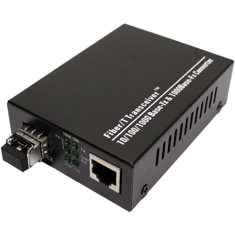 BeMatik - Conversor de fibra óptica 1000 Mbps multimodo de LC a RJ45 a 550m